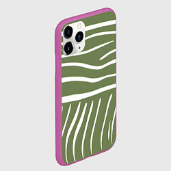 Чехол iPhone 11 Pro матовый Полоски зеленой зебры, цвет: 3D-фиолетовый — фото 2