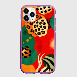 Чехол iPhone 11 Pro матовый Анималистичный африканский паттерн, цвет: 3D-фиолетовый