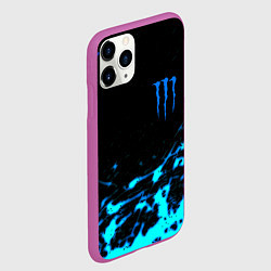 Чехол iPhone 11 Pro матовый Monster energy голубые краски, цвет: 3D-фиолетовый — фото 2