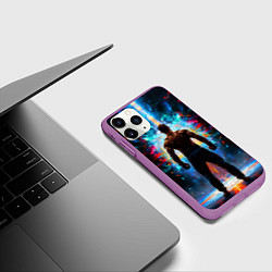 Чехол iPhone 11 Pro матовый Крав-мага боец, цвет: 3D-фиолетовый — фото 2