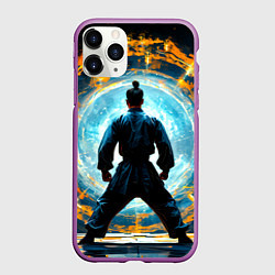 Чехол iPhone 11 Pro матовый Кунг-фу боец, цвет: 3D-фиолетовый