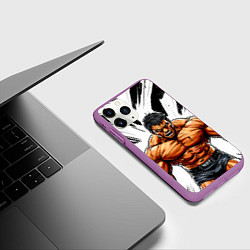 Чехол iPhone 11 Pro матовый Мощный реслер, цвет: 3D-фиолетовый — фото 2