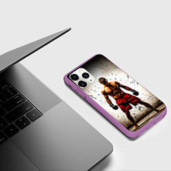 Чехол iPhone 11 Pro матовый Боксер в красном, цвет: 3D-фиолетовый — фото 2