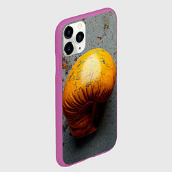 Чехол iPhone 11 Pro матовый Желтая боксерская перчатка, цвет: 3D-фиолетовый — фото 2