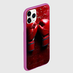 Чехол iPhone 11 Pro матовый Бойцовские перчатки на красном, цвет: 3D-фиолетовый — фото 2