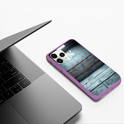 Чехол iPhone 11 Pro матовый Серый ринг, цвет: 3D-фиолетовый — фото 2
