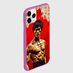Чехол iPhone 11 Pro матовый Брюс Ли на красном, цвет: 3D-фиолетовый — фото 2