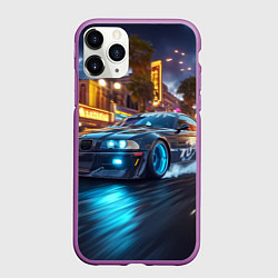 Чехол iPhone 11 Pro матовый ВМБ неоновый свет, цвет: 3D-фиолетовый