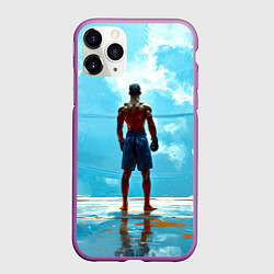 Чехол iPhone 11 Pro матовый Кикбоксер в синем, цвет: 3D-фиолетовый