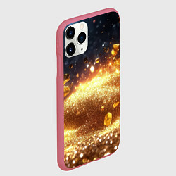 Чехол iPhone 11 Pro матовый Золотые частички на черной текстуре, цвет: 3D-малиновый — фото 2