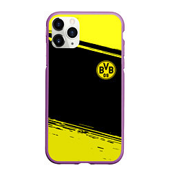 Чехол iPhone 11 Pro матовый Borussia жёлтые полосы, цвет: 3D-фиолетовый
