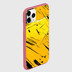 Чехол iPhone 11 Pro матовый Желтая краска на черном фоне, цвет: 3D-малиновый — фото 2