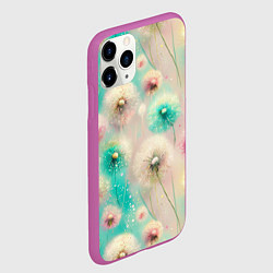 Чехол iPhone 11 Pro матовый Абстрактные одуванчики - паттерн на нежном фоне, цвет: 3D-фиолетовый — фото 2