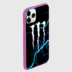 Чехол iPhone 11 Pro матовый Monster energy неоновые молнии, цвет: 3D-фиолетовый — фото 2