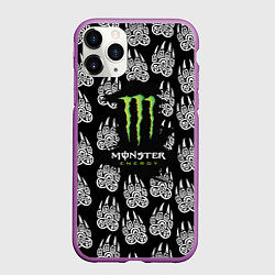 Чехол iPhone 11 Pro матовый Monster energy медвежьи лапы, цвет: 3D-фиолетовый