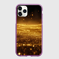 Чехол iPhone 11 Pro матовый Золотая пыль на черном, цвет: 3D-фиолетовый