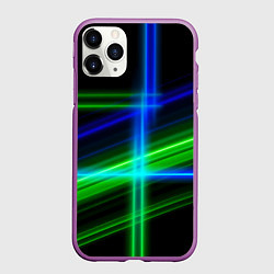Чехол iPhone 11 Pro матовый Color blue black green, цвет: 3D-фиолетовый
