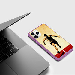 Чехол iPhone 11 Pro матовый Прыжок в длину на бежевом, цвет: 3D-фиолетовый — фото 2
