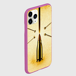 Чехол iPhone 11 Pro матовый Патрон на бежевом, цвет: 3D-фиолетовый — фото 2