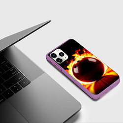 Чехол iPhone 11 Pro матовый Огненный шар для боулинга, цвет: 3D-фиолетовый — фото 2