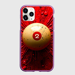 Чехол iPhone 11 Pro матовый Бильярдный шар на красном, цвет: 3D-фиолетовый