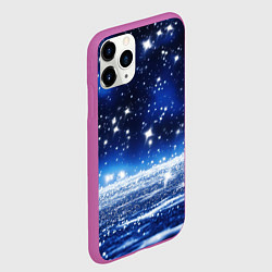 Чехол iPhone 11 Pro матовый Космический синий абстрактный фон - текстура, цвет: 3D-фиолетовый — фото 2