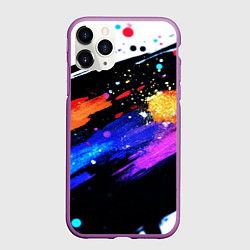 Чехол iPhone 11 Pro матовый Разноцветные блестящие кляксы - текстура, цвет: 3D-фиолетовый