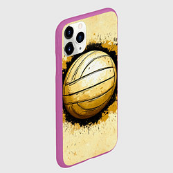 Чехол iPhone 11 Pro матовый Волейбольный мяч на бежевом, цвет: 3D-фиолетовый — фото 2