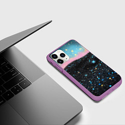 Чехол iPhone 11 Pro матовый Блестящая текстура на черном, цвет: 3D-фиолетовый — фото 2