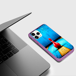 Чехол iPhone 11 Pro матовый Красная кегля на синем, цвет: 3D-фиолетовый — фото 2
