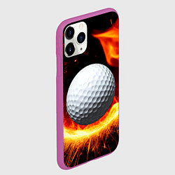 Чехол iPhone 11 Pro матовый Мяч для гольфа в огне, цвет: 3D-фиолетовый — фото 2
