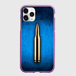 Чехол iPhone 11 Pro матовый Патрон на синем, цвет: 3D-фиолетовый