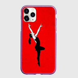 Чехол iPhone 11 Pro матовый Спортивная гимнастика на красном, цвет: 3D-фиолетовый