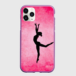Чехол iPhone 11 Pro матовый Спортивная гимнастика на розовом, цвет: 3D-фиолетовый