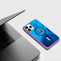 Чехол iPhone 11 Pro матовый Теннисная ракетка в синем дыму, цвет: 3D-фиолетовый — фото 2