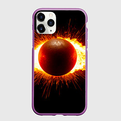Чехол iPhone 11 Pro матовый Ядро для талкания в огне, цвет: 3D-фиолетовый