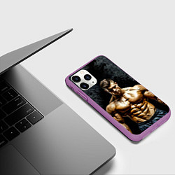 Чехол iPhone 11 Pro матовый Бодибилдер на черном, цвет: 3D-фиолетовый — фото 2