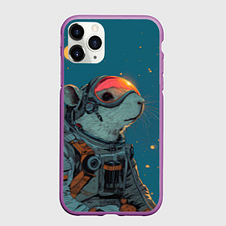 Чехол iPhone 11 Pro матовый Грызун космонавт, цвет: 3D-фиолетовый