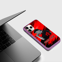 Чехол iPhone 11 Pro матовый Юрий Хой красно-черный фон, цвет: 3D-фиолетовый — фото 2
