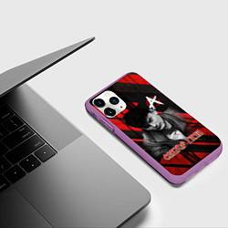 Чехол iPhone 11 Pro матовый Сектор Газа красно-черный фон, цвет: 3D-фиолетовый — фото 2