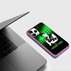 Чехол iPhone 11 Pro матовый Сектор газа зеленый текстурный фон, цвет: 3D-фиолетовый — фото 2