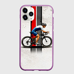 Чехол iPhone 11 Pro матовый Триатлонист на белом, цвет: 3D-фиолетовый