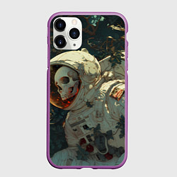 Чехол iPhone 11 Pro матовый Скелет космонавт, цвет: 3D-фиолетовый