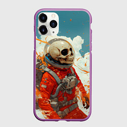 Чехол iPhone 11 Pro матовый Скелет в облаках из космоса, цвет: 3D-фиолетовый