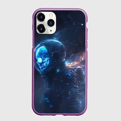 Чехол iPhone 11 Pro матовый Синий скелет космонавта, цвет: 3D-фиолетовый