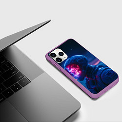 Чехол iPhone 11 Pro матовый Синий космонавт с красным черепом, цвет: 3D-фиолетовый — фото 2