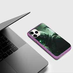 Чехол iPhone 11 Pro матовый Зеленый скелет космонавта, цвет: 3D-фиолетовый — фото 2