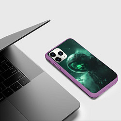 Чехол iPhone 11 Pro матовый Космический скелет, цвет: 3D-фиолетовый — фото 2