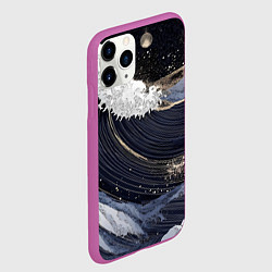 Чехол iPhone 11 Pro матовый Волны моря с блестками, цвет: 3D-фиолетовый — фото 2