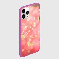 Чехол iPhone 11 Pro матовый Желтые блестки на розовой текстуре, цвет: 3D-фиолетовый — фото 2
